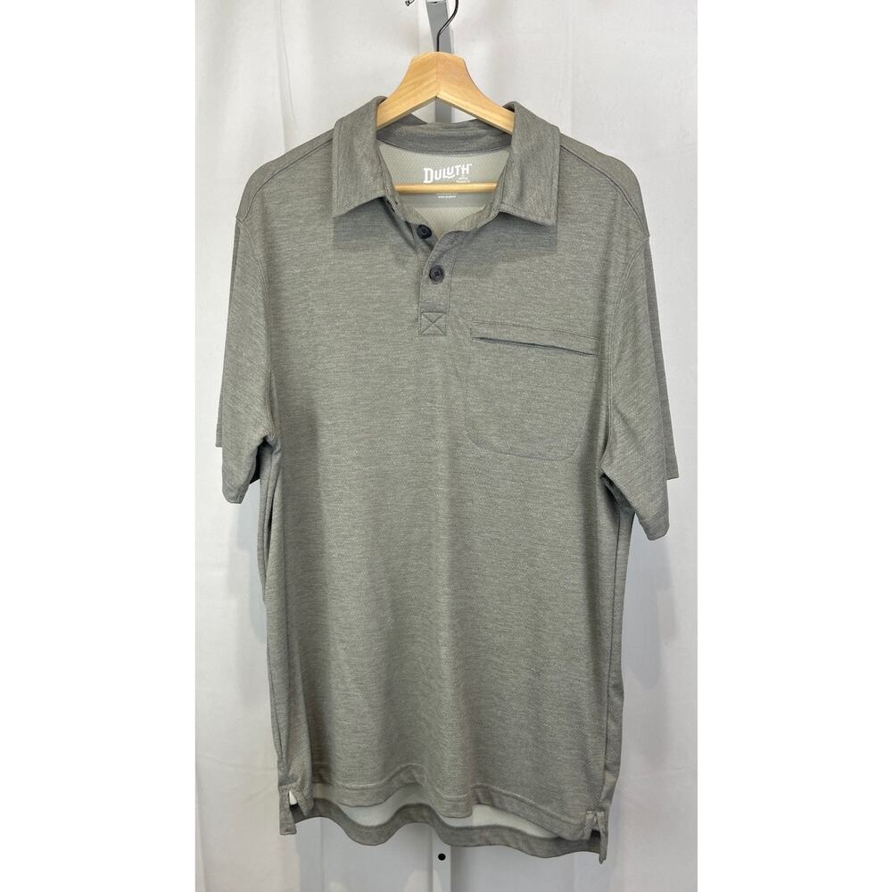DULUTH Trading Armachillo Cooling Relaxed Fit Polo Shirt Short Sleeve Gray M